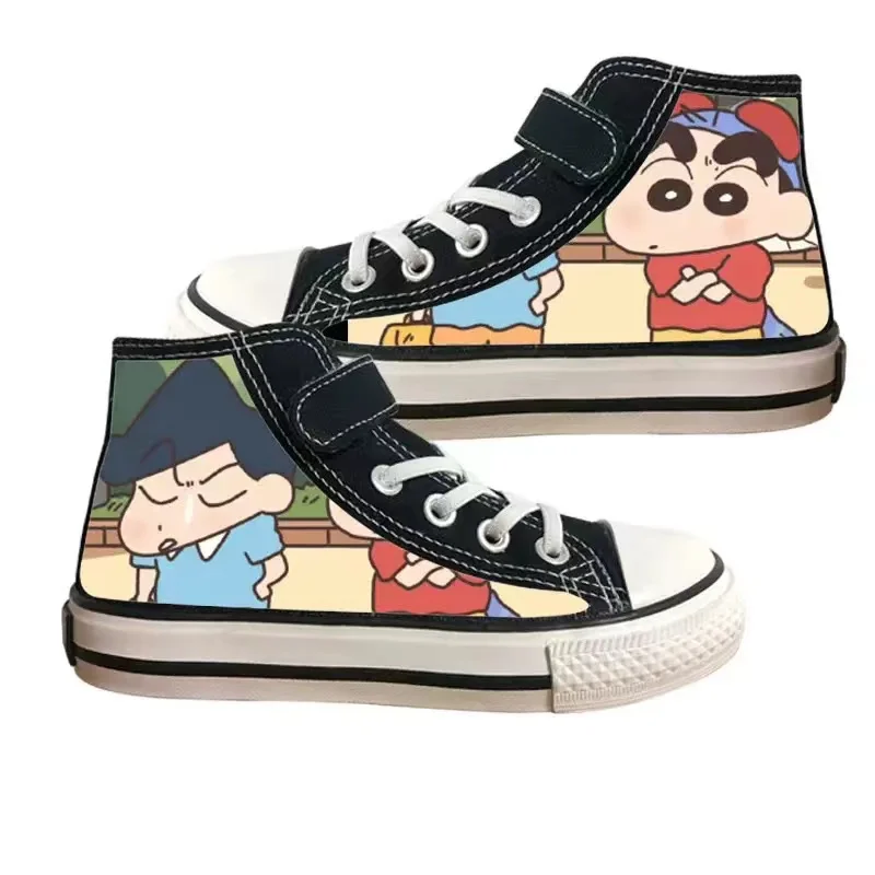 2024 New Crayon Shinchan plus black real Branded For Female Students Soft Girl kids Canvas Shoes child children\'s Skate Shoes