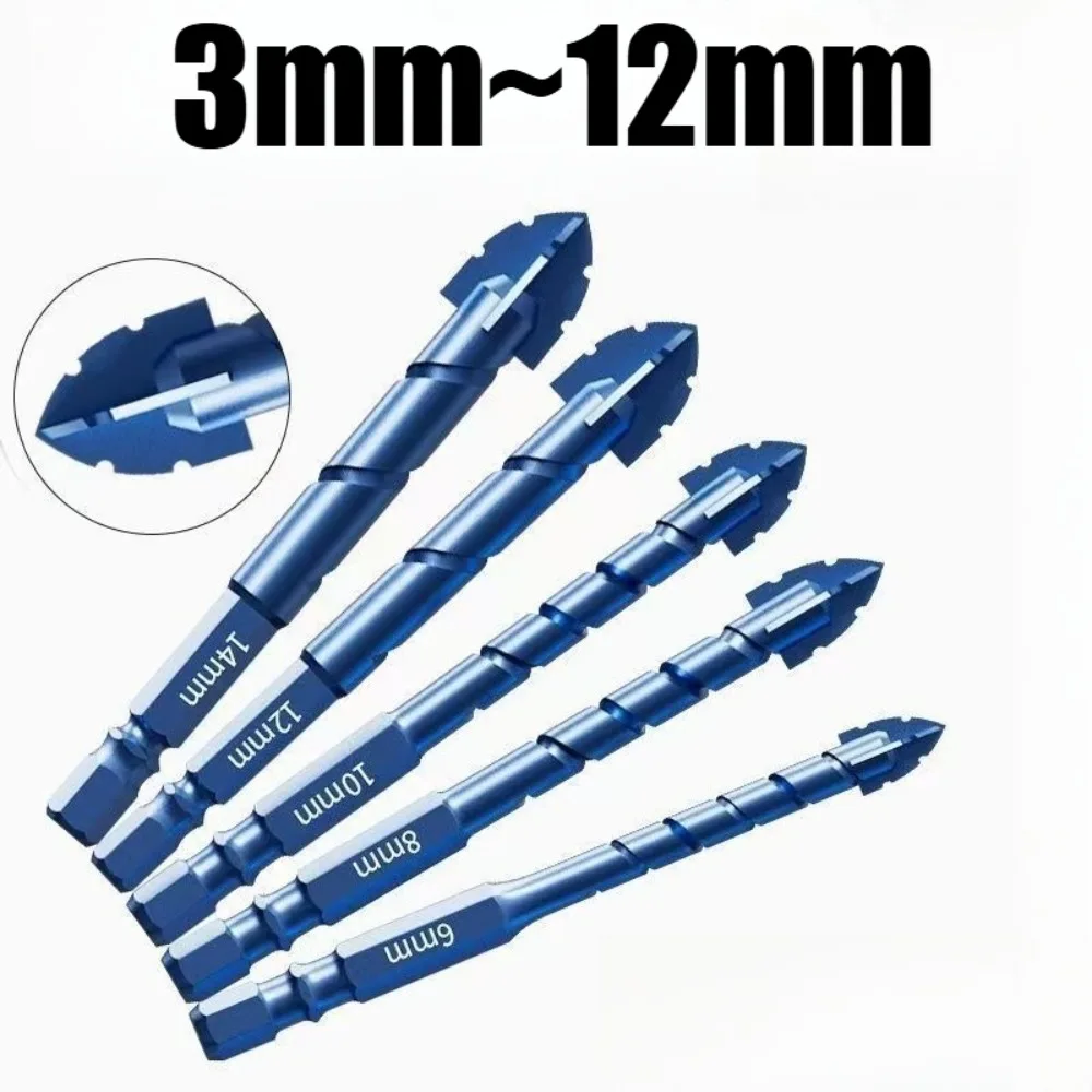 3mm-12mm Four-Edged Serrated Drill Bit Set For Frilling Glass Ceramic Tiles Concrete Tungsten Carbide Alloy Drill Bit Set Tools