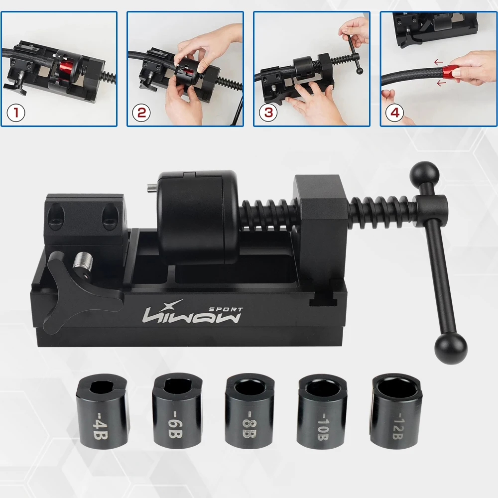 Fuel Line Fittings Installation Tool Fuel Hose Connector Tool Kit with 5 Fittings Brackets for 4AN 6AN 8AN 10AN 12AN Connectors