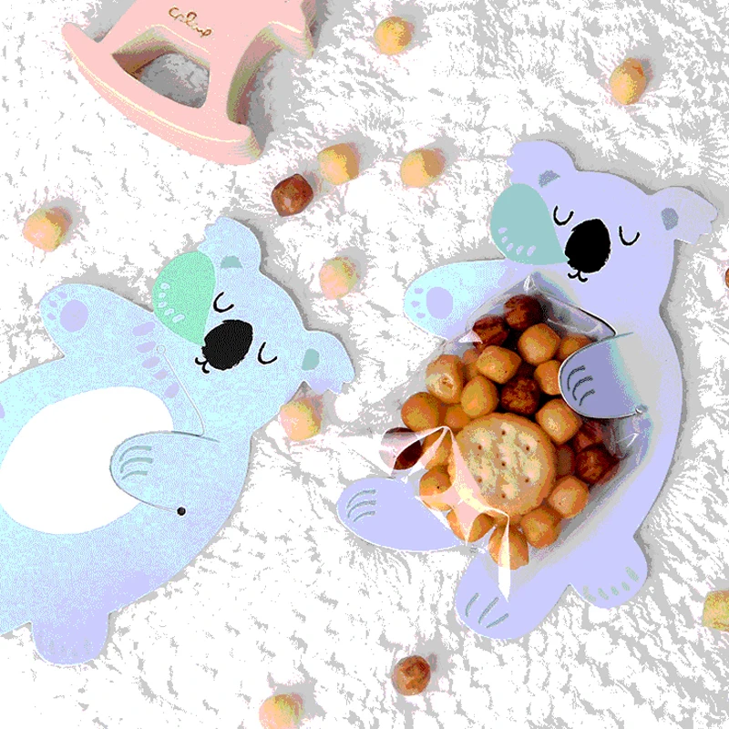 10 قطعة أكياس هدايا الحلوى مع بطاقات هدية لطيف الحيوان كوكي أكياس بلاستيكية للبسكويت وجبة خفيفة الخبز حزمة DIY بها بنفسك هدية عيد الأم