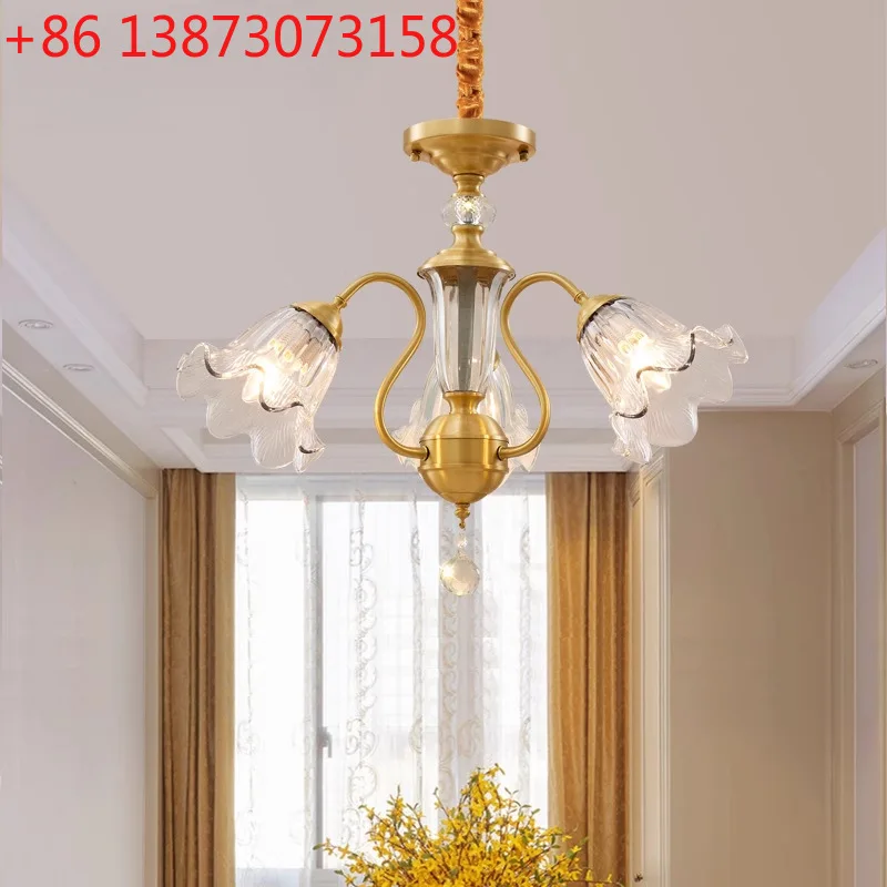 

Американский свет, роскошная медная люстра, светильник для гостиной, основной свет, кристалл, простая современная столовая, главная спальня