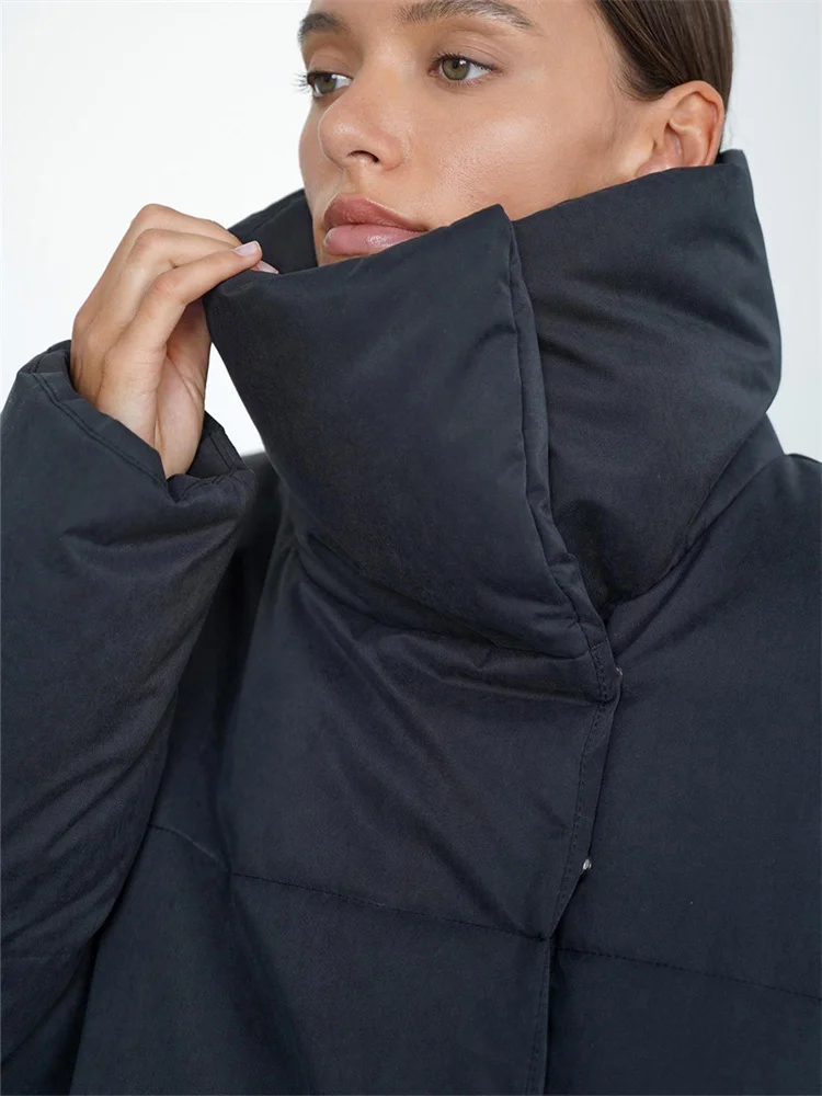 2025, weibliche Pendeln Parkas Winter Warme Parkas Mantel Für Frauen Patchwork Solide Rollkragen Tasche Casual Langarm Mantel