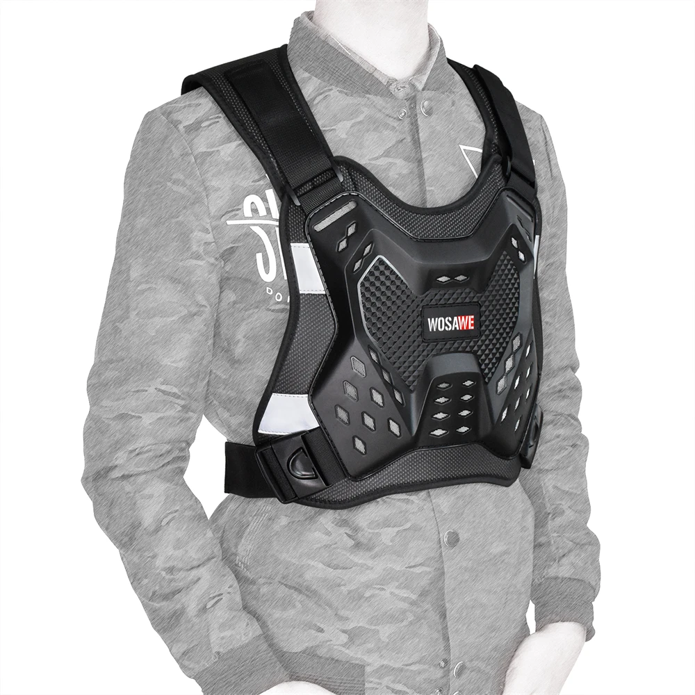 WOSAWE Motorcycle Vest Racing Chest Back Cycling Jackets Motocross Off-Road Ski Snowboarding Jackets Close Fitting