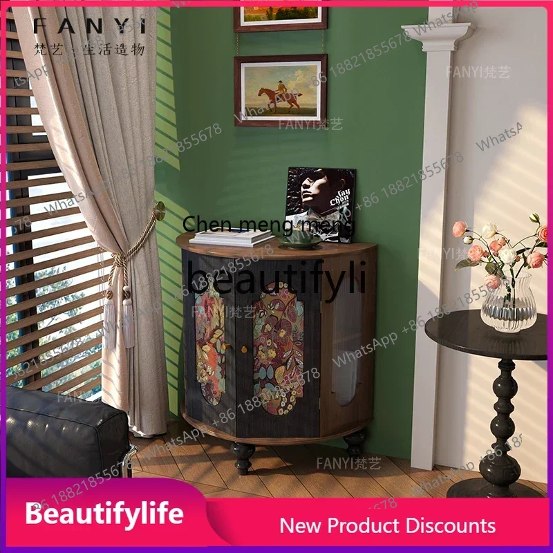 

CC Entryway American Retro Living Room Decorative Cabinet Hallway Storage Cabinet Integrated Organizer Cabinet