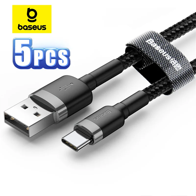 Baseus 2/5PCS USB Type C Cable for Samsung S10 S9 Quick Charge 3.0 Cable USB C Fast Charging for Huawei P30 Xiaomi Charger Wire