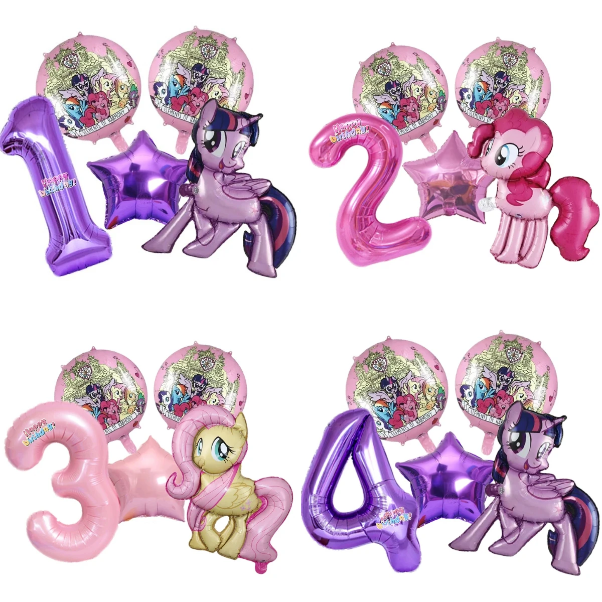 Globos de unicornio de colores, 5 uds., globos de aluminio con diseño de unicornio, decoración para fiesta de cumpleaños infantil, juguete para Baby Shower, regalos para niñas