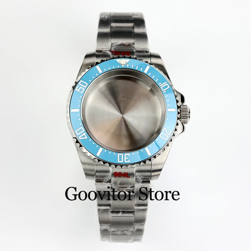 Casing 40mm NH35 bezel keramik biru es kerang/jubilee gelang kaca safir cocok dengan gerakan NH35 Nh36 submariner gmt