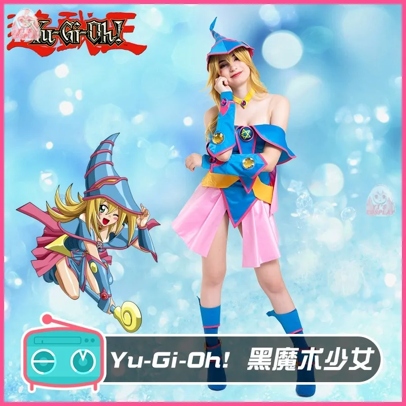 Anime Yu-Gi-Oh Dark Magician Girl Cosplay Costume With Hat Sexy Woman Halloween Wig Cosplay Costume