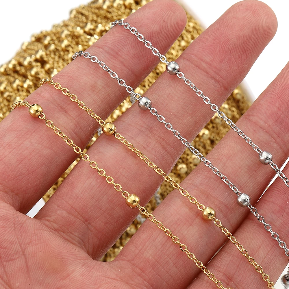 2Meters 1Meter Stainless Steel Beads Chains No Fade for Jewelry Making DIY Necklace Bracelet Anklet Ball Chain Handmade