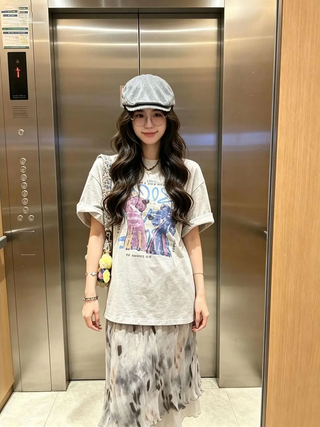 Summer Casual Fun Women's Cartoon Dog Print T-shirt Pleated Asymmetrical Skirt Set Cute Style Short Sleeve Top Bottoms Combo - view 2