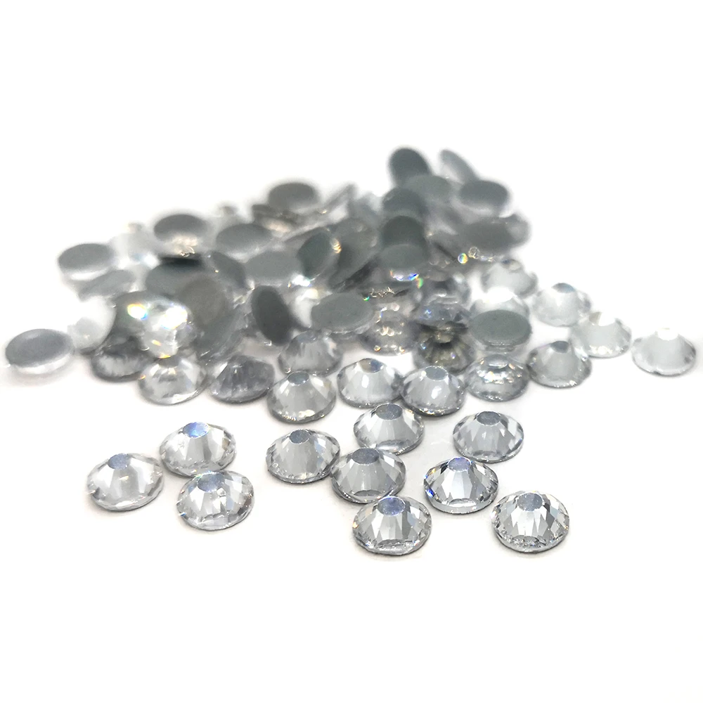 PUBRILEX Crystal AB Hotfix Strasssteine, klar glänzend, flache Rückseite, für Kleidungsstücke, Hochzeitskleider, Accessoires – Detail 9