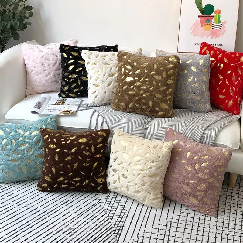 2 Stück Kunstfell Folienprint Feder Dekorative Kissenbezüge, Flauschige und Weiche Plüsch-Kissenhüllen, für Sofa, Bett, Wohnzimmer – Detail 3