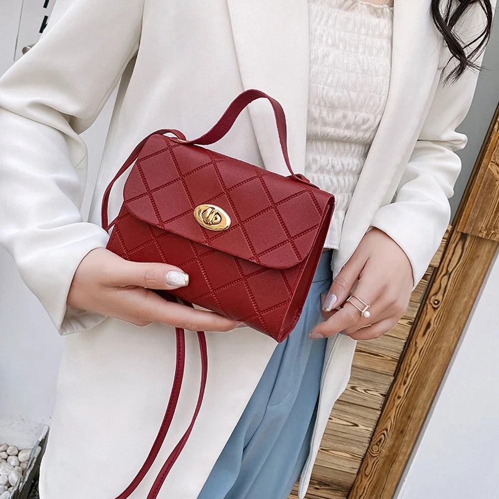 

Модная сумка через плечо с ромбовидным узором 2025 г. - квадратная женская сумочка на плечо для освещения возраста, мода весна-лето