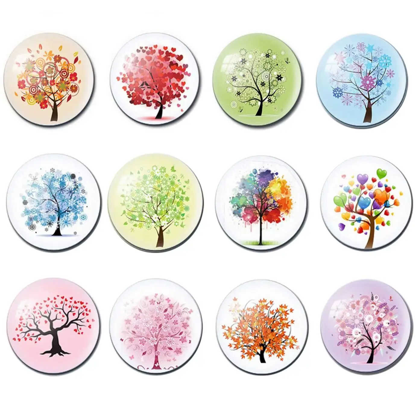 Magic Magnet Tree of Life, Glass Gem Sticker for Calendars, Cute Whiteboards, Home Refrigerator Decor, 6 Pcs per Pack