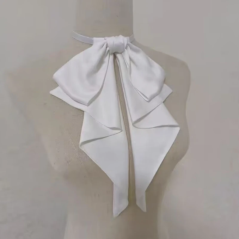 Satin Bow Tie Detachable Necktie Ribbon Bowknot Neckwear Shirt Collar Accessories College Office Lady Uniform Decoration Collar