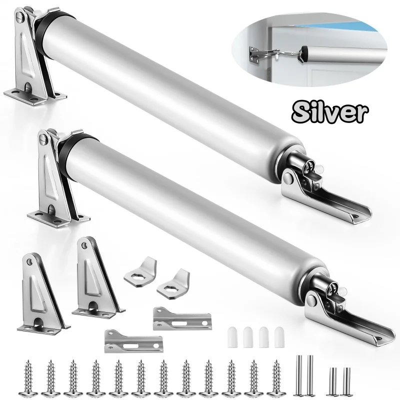 2-Pack Pneumatic Door Closer – Smooth Storm & Screen Door Closer, Black, Heavy-Duty Iron For Cabinets & Wardrobes