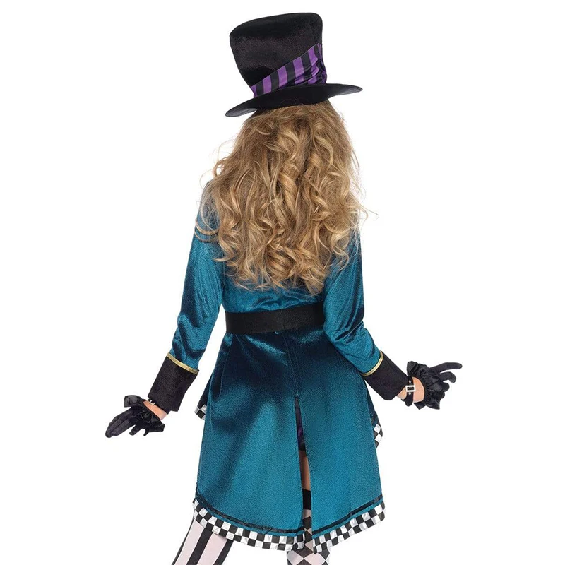 Halloween Wonderland Book Week Cosplay Adult Female Alice Mad Mad Hatter Dress Up Women Delightful Hatter Costume