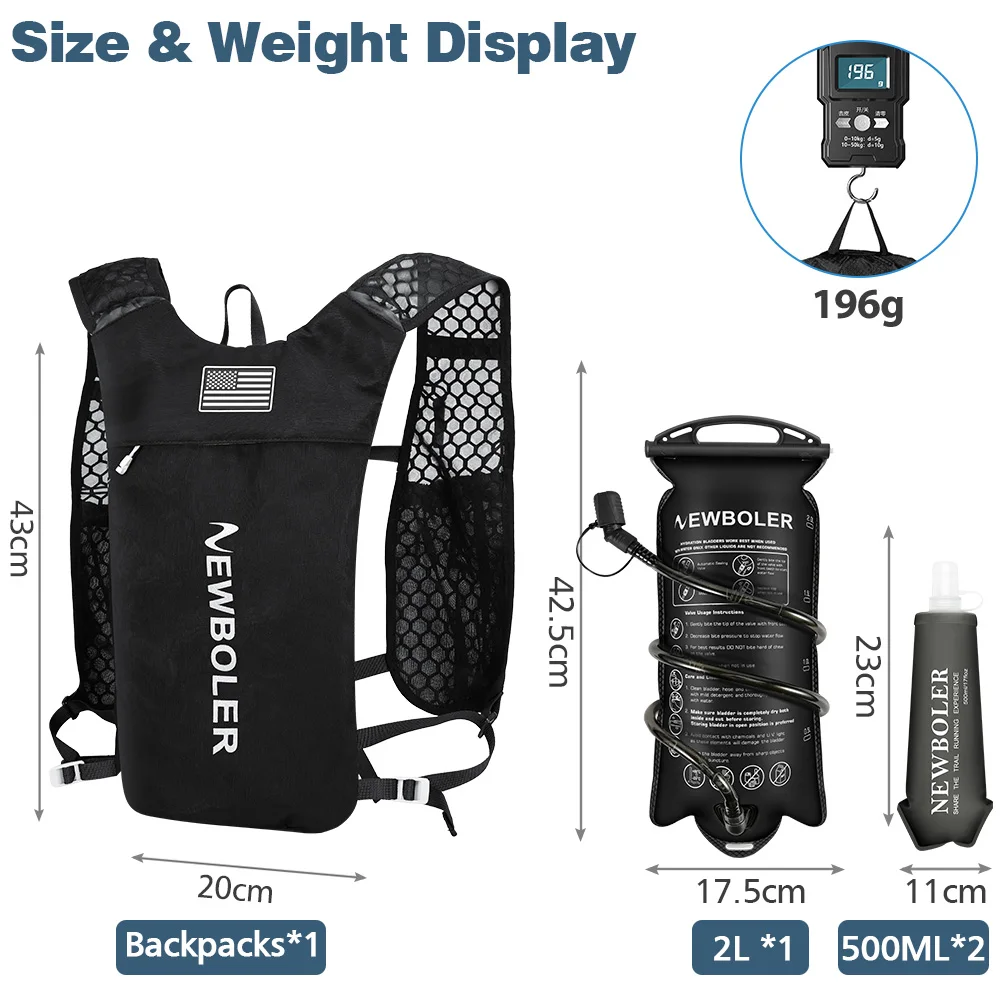 Picture 3: NEWBOLER Breathable Hydration Vest Trail Running Backpacks Lightweight Cycling Run Jogging Marathon Backpack Riding Climbing Bag
