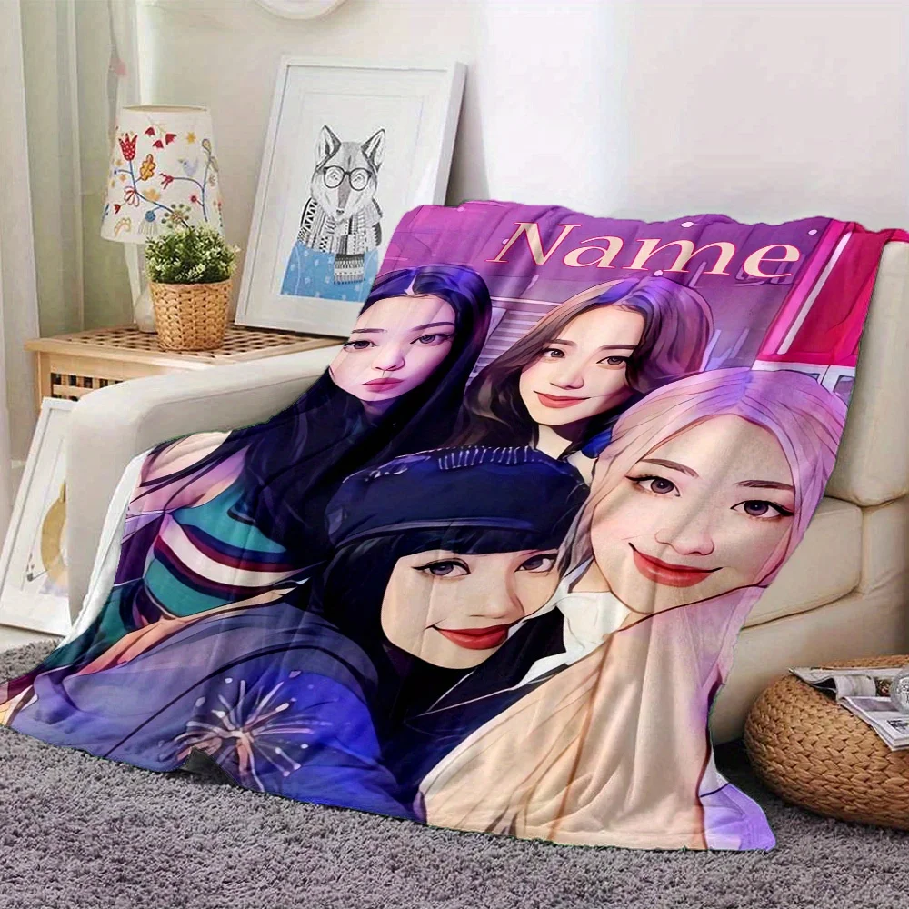 Maßgeschneiderte K-Pop-Flanelldecke – moderner Stil, Ganzjahres-Polyester-Schal mit lebendigem Band-Mitgliedsaufdruck, perfektes Geschenk für Fans