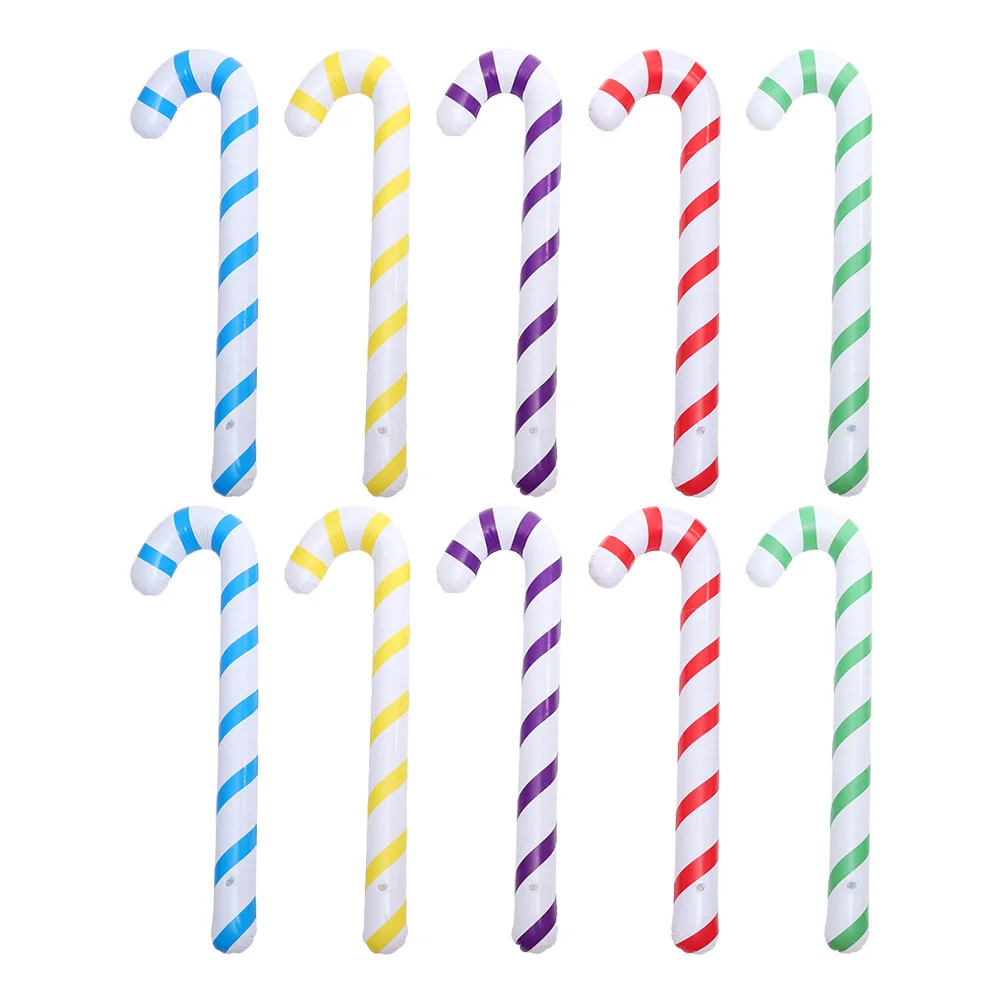 

10Pcs Inflatable Candy Canes PVC Material Xmas Party Decorations Christmas Candy Cane Balloons Festive Photo Props