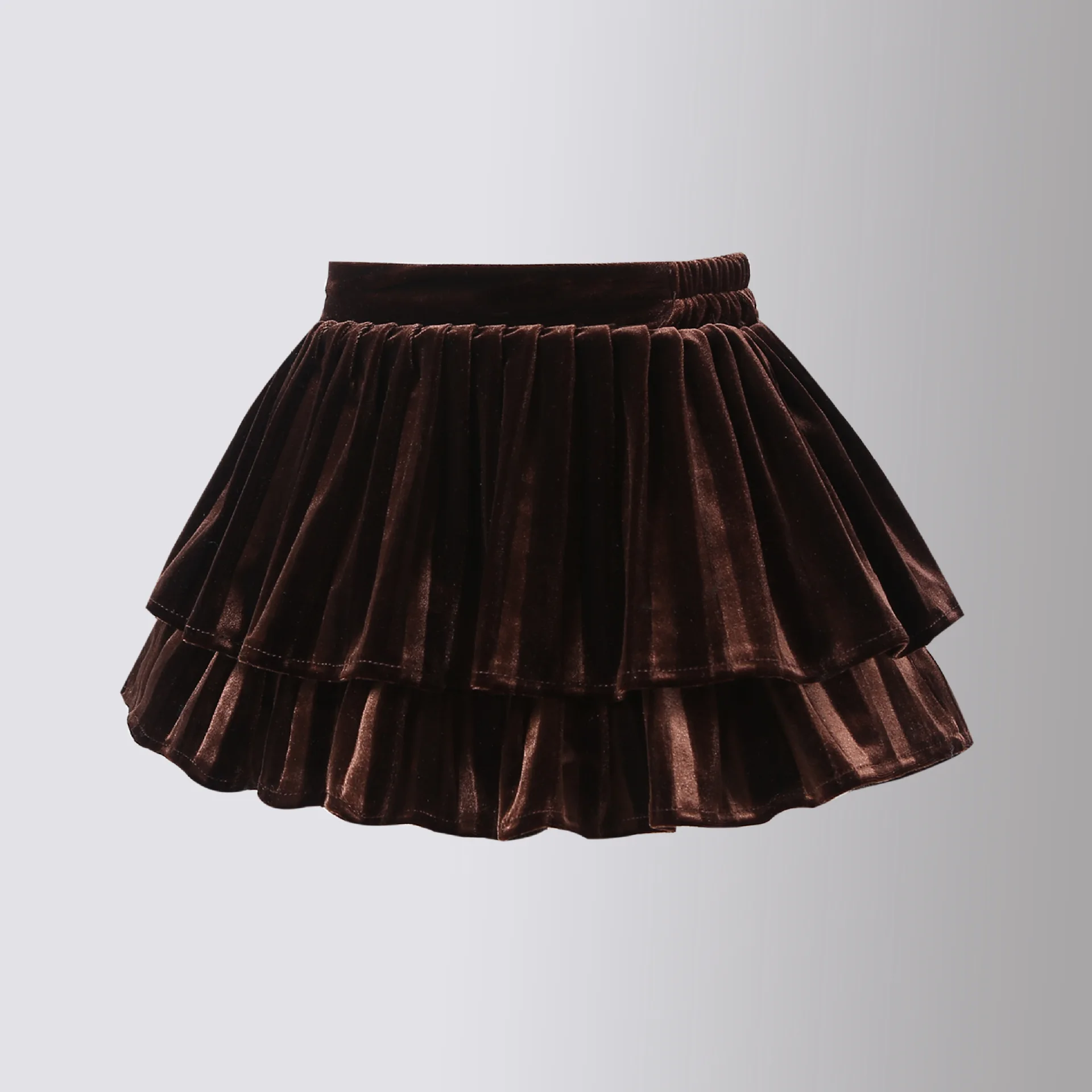 Jesienno-zimowa dziewczęca Pleuche plisowana spódnica francuska dwuwarstwowa włochata spódnica Tutu niemowląt spódnica parasolowa w linii dla dzieci w wieku 3-16 lat