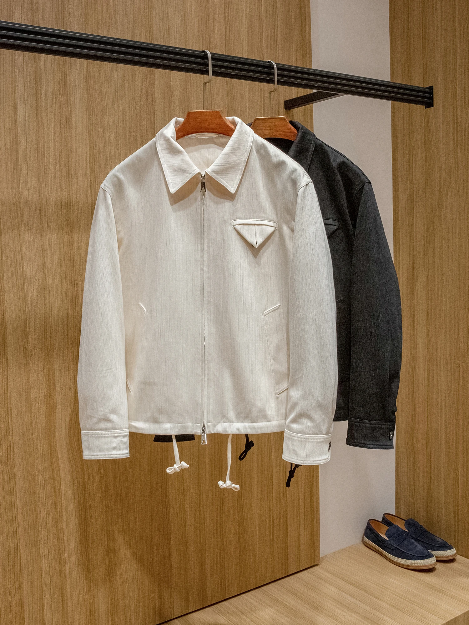 

Italian Vintage Sle High ammage Eco-Cotton Autumn Faion Men's Jaet Casual Set Collar Zipper ort Sve Long Coat