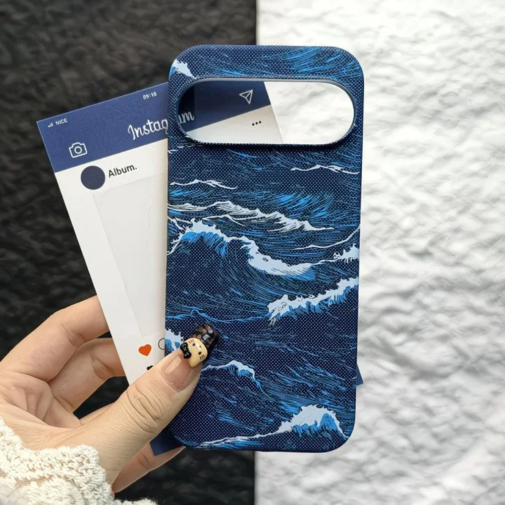 Funda magnética con textura de olas oceánicas y diseño sin marco, fabricada con Kevlar, para Google Pixel 11, 10, 9, 9A, 8, 7, 10A Pro XL, compatible con la carga MagSafe, cubierta rígida.