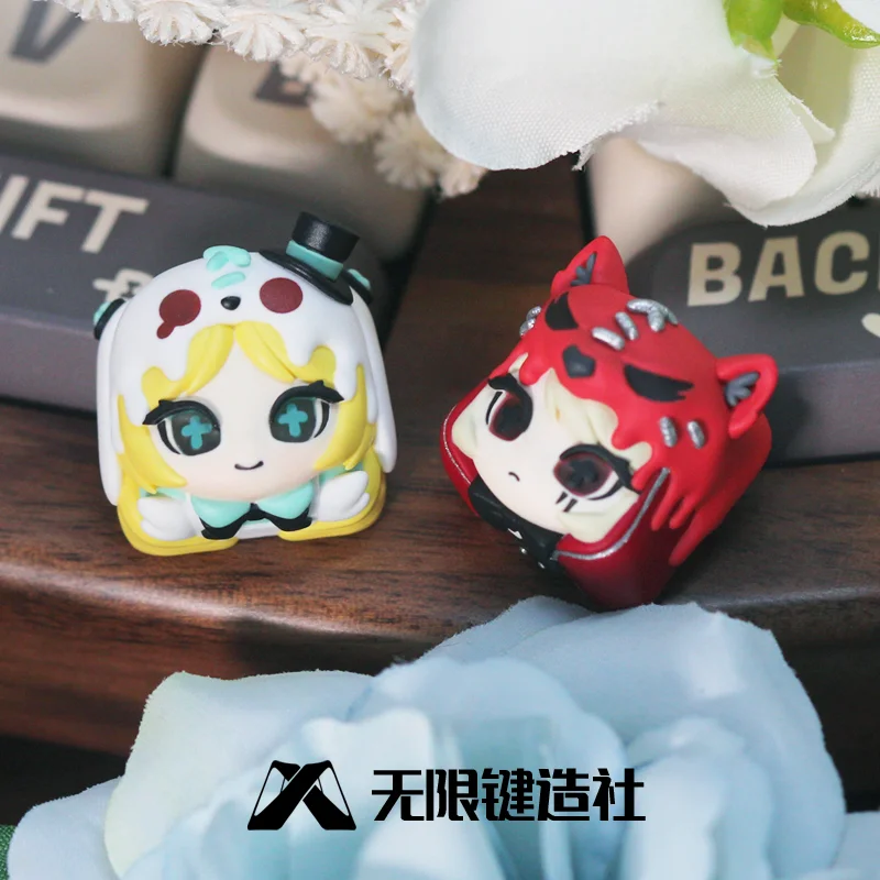 Original Kawaii Keycap Fairy Tale Characters Little Red Riding Hood Alice Keycap Resin Mechanical Keyboard Accessories Decor Esc