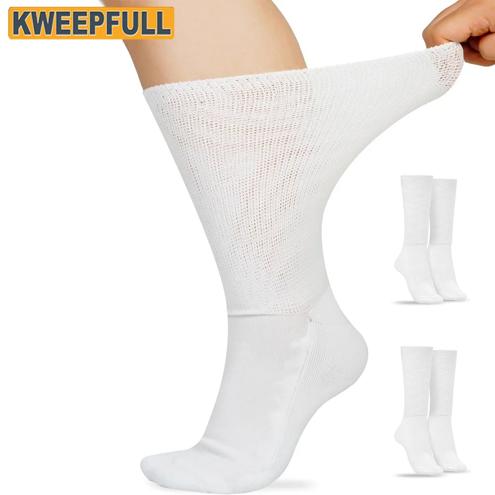 1 Paar Bunte Bambus-Diabetikersocken für Männer & Frauen - Nicht Einschnürende Extra Breite Crew-Socken