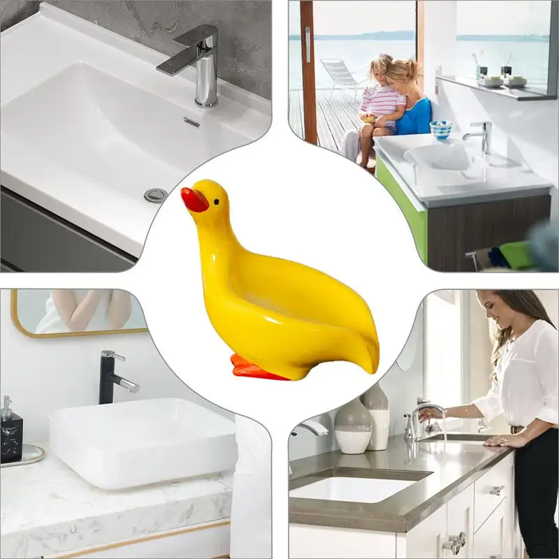 Ceramic Soap Dish Cartoon Duck Laundry Soap Dish Storage Case Stable Multifunctional Sponge Storage Decorative Soap Saver For