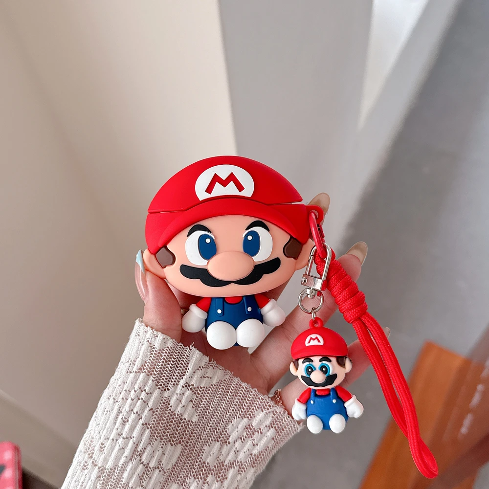 3D Niedliche Cartoon Super M-Marios Bros Kopfhörer-Hülle für Airpods 4 2 3 Pro 3 2 Kabellose Bluetooth-Kopfhörer Schutzhülle