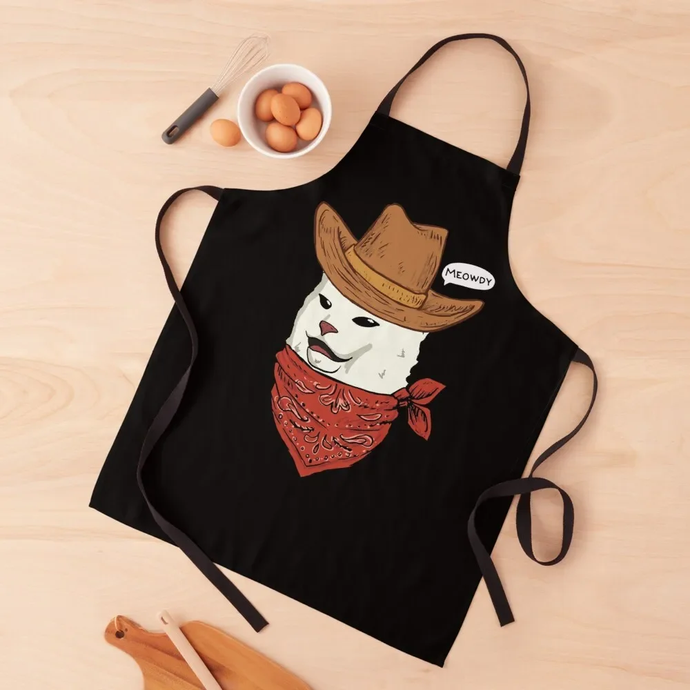 

meowdy texas cat meme cowboy Apron Useful Things For Kitchen Art Apron