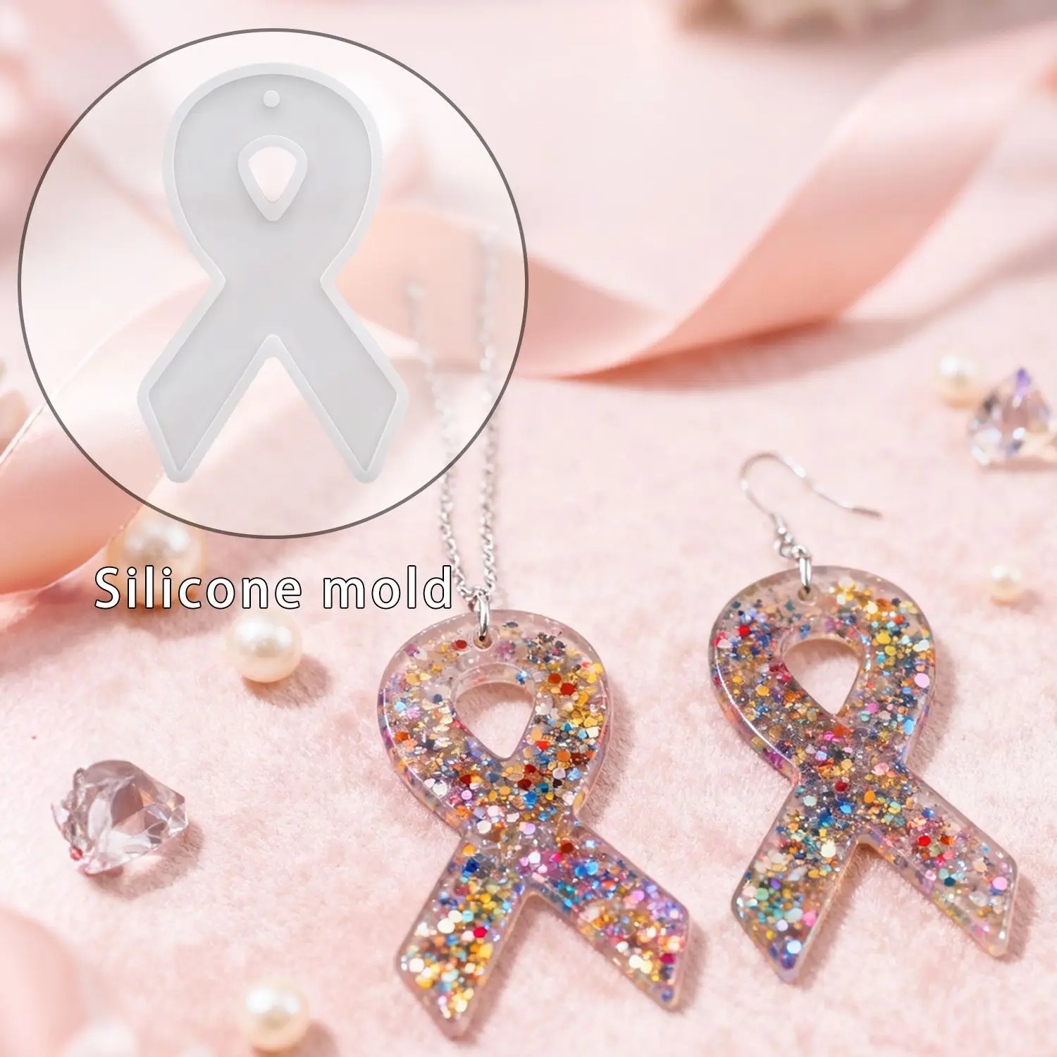 

DIY Ribbon Earring Resin Molds, Earring Pendant Molds, Keychain Silicone Molds for Crafting Decorations and Gifts