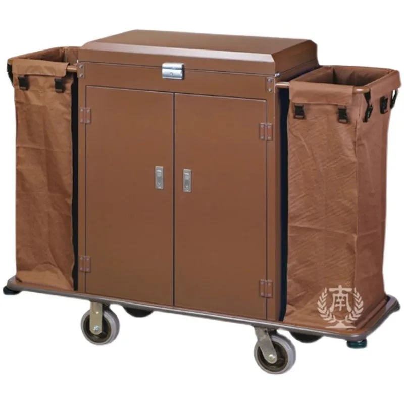 Five-star hotel hotel bilateral work service car silent room mouth car linen cart cart brown iron paint