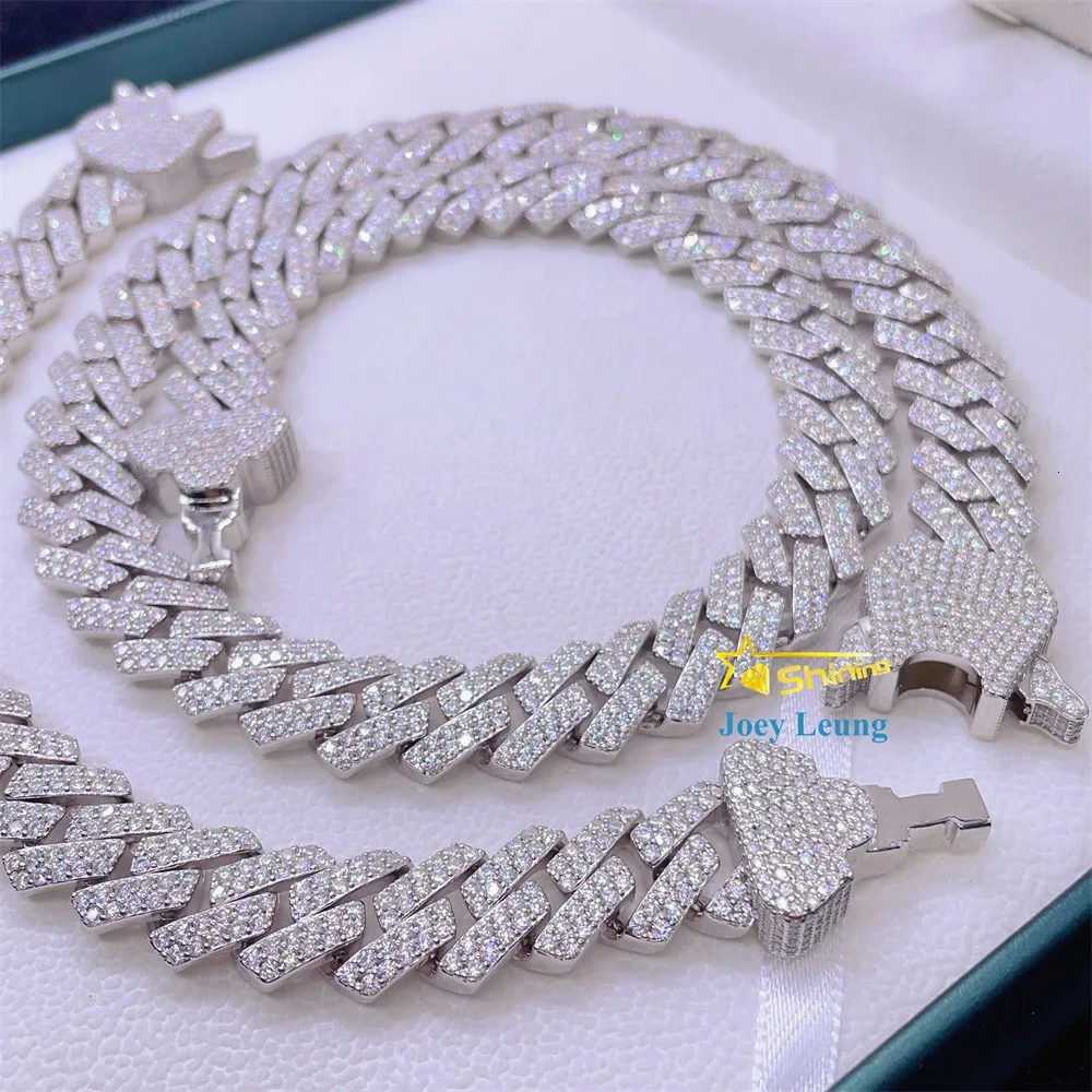 

Moissanite Hip Hop Jewelry 14.3mm 925 Silver Gold Plated Moissanite Diamond Custom Clasp Iced Out Cuban Link Bracelet