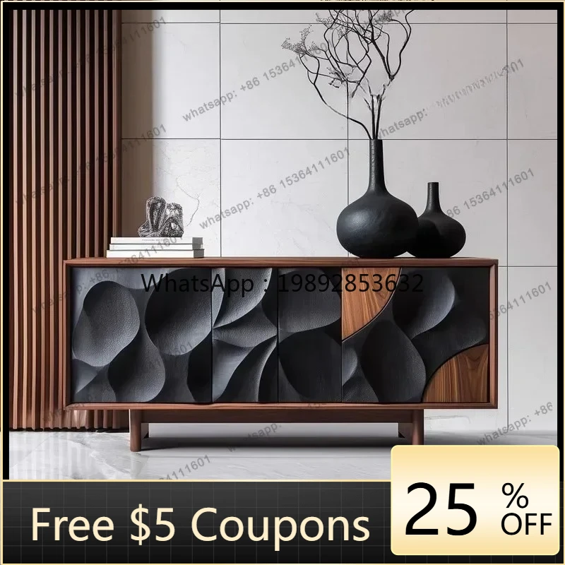 

W2 Designer Solid Wood Porch Cabinet Facing The Door, High-end Art Engraved Storage Cabinet