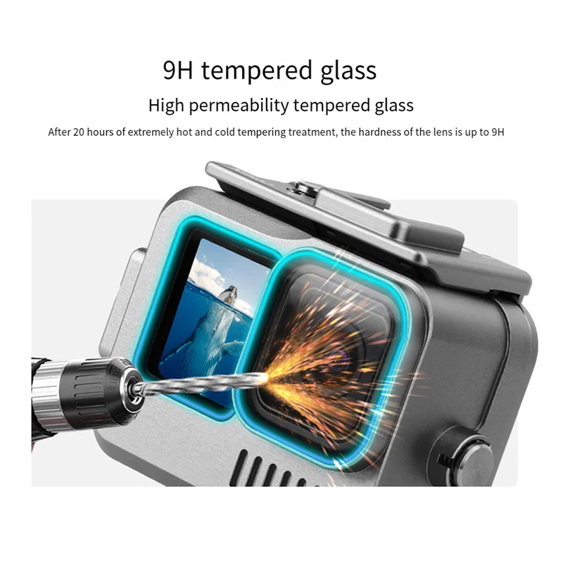 

AED6-Waterproof Housings Cage For Gopro Hero 9 10 11 Aluminum Alloy Case 40M IPX8 Underwater Imported 9H Tempered Glass Easy To