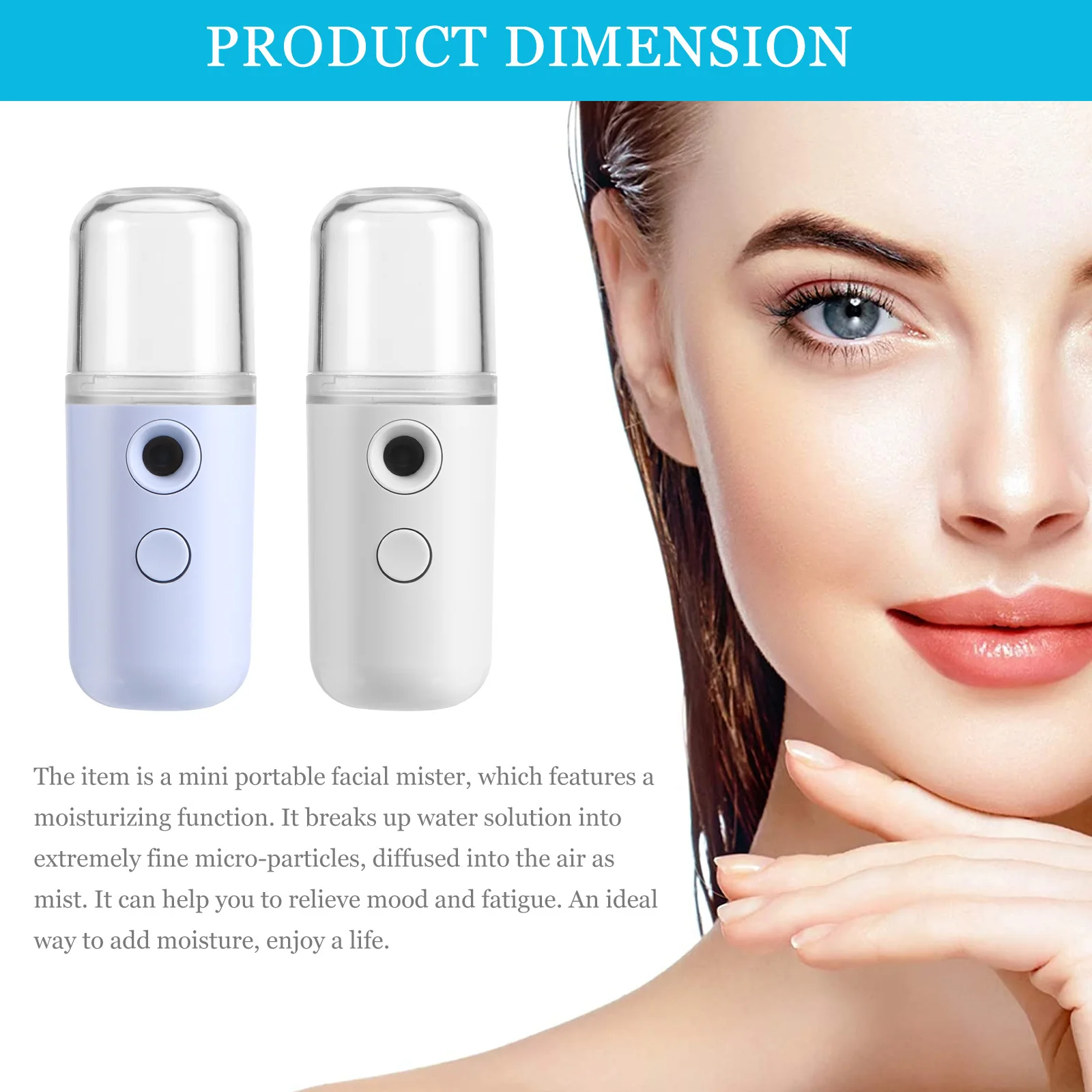

2Pcs USB Facial Mist Sprayer Nano Face Humidifier Portable Skin Moistener Beauty Spray for Spa Yoga Office Home
