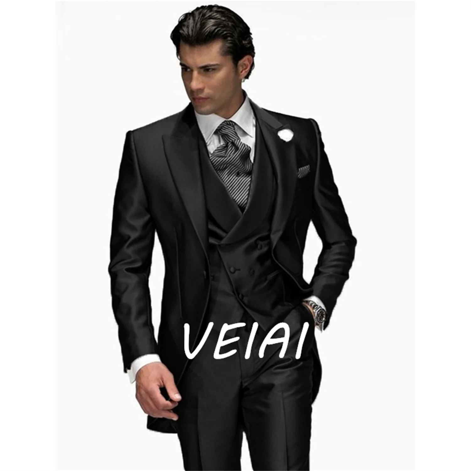 

Роскошные свадебные мужские костюмы по индивидуальному заказу, белый костюм жениха, куртка, брюки, жилет, облегающий костюм из трех предметов, мужской блейзер