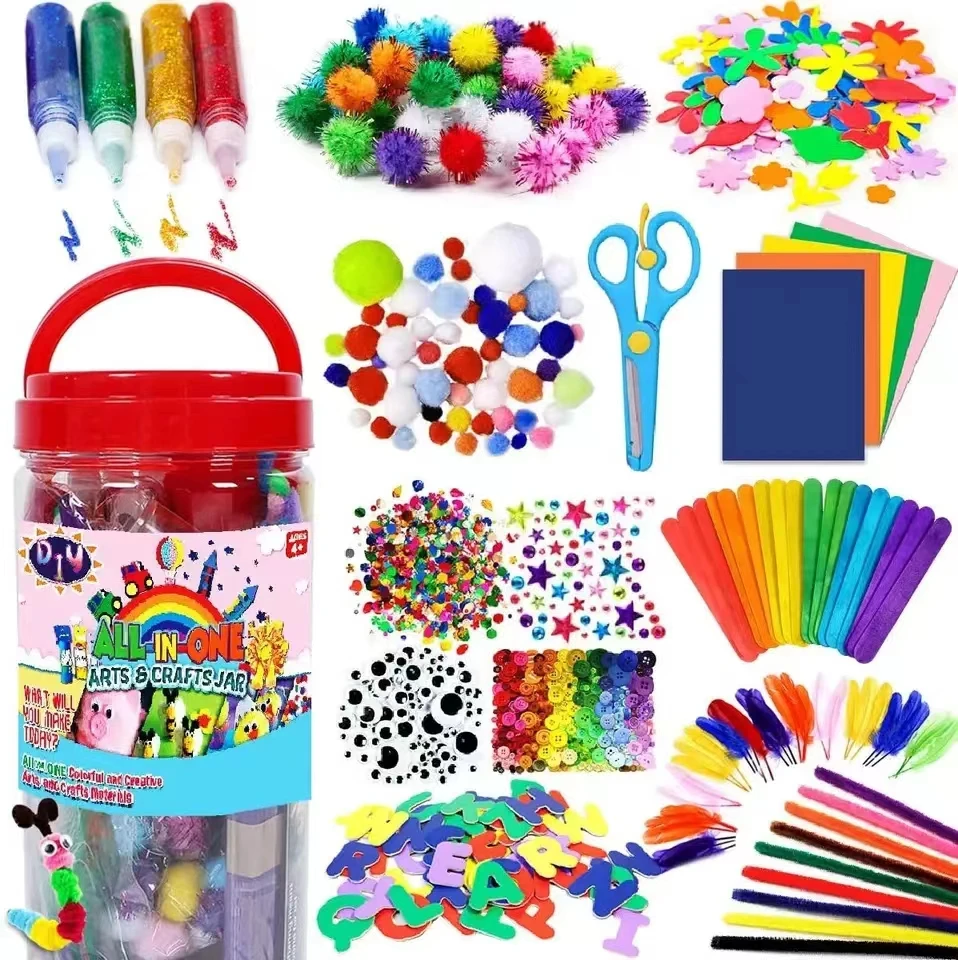 

All In One DIY Kid Craft Art Kit Set Painting Educational Toy Home School Party Supply Jar Color Assorted Gift Bucket Busy Girl