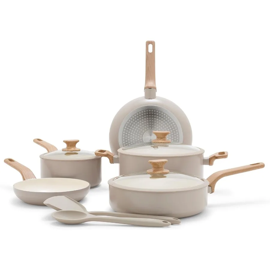 

Rio Essence Wood Набор кастрюль и сковородок из 10 предметов для здорового приготовления пищи с керамическим антипригарным покрытием без PFOA и PFAS Co