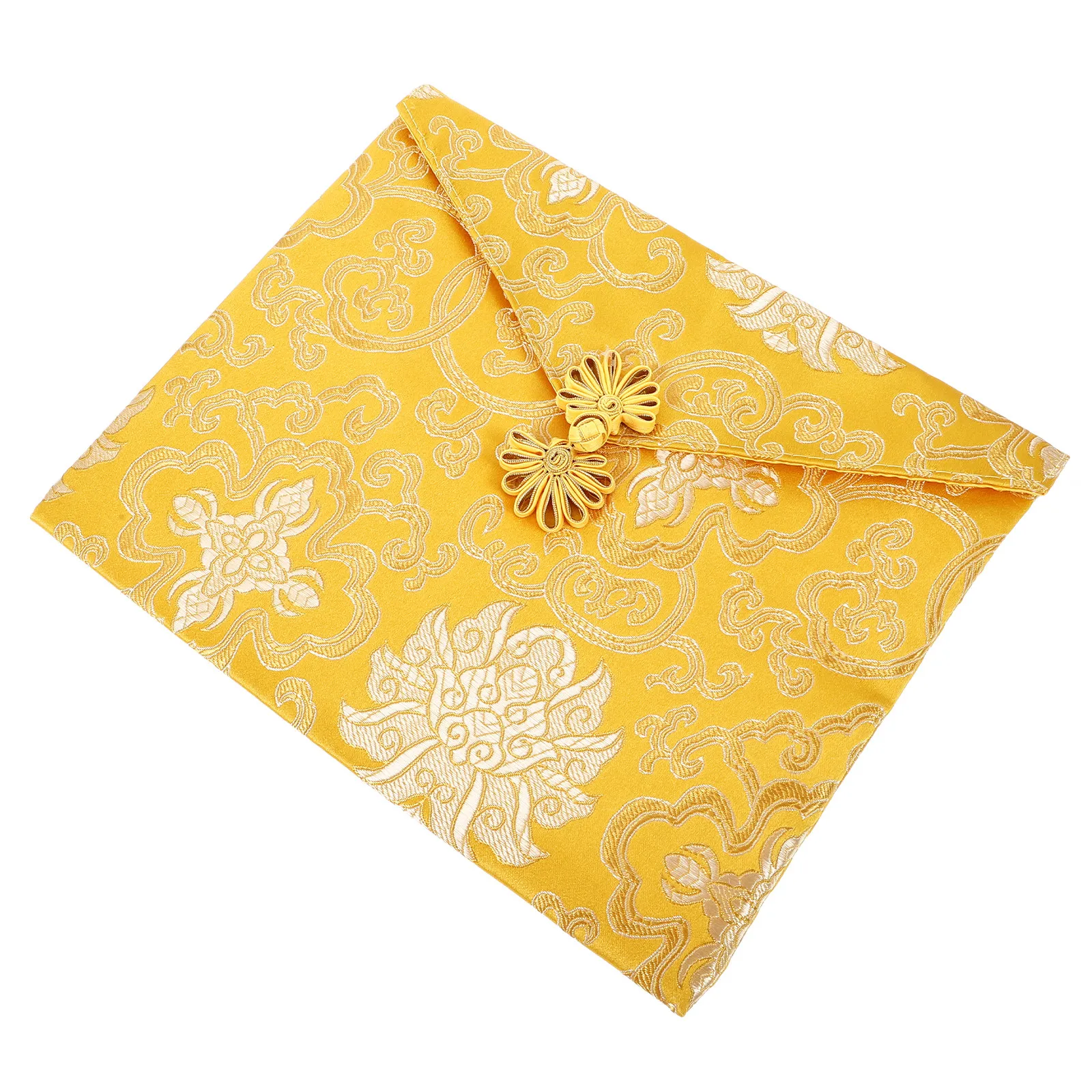 

Chinese Style Embroidered Scripture Storage Pouch Soft Sponge-Lined Book Protection Bag Portable Lightweight for Temple School