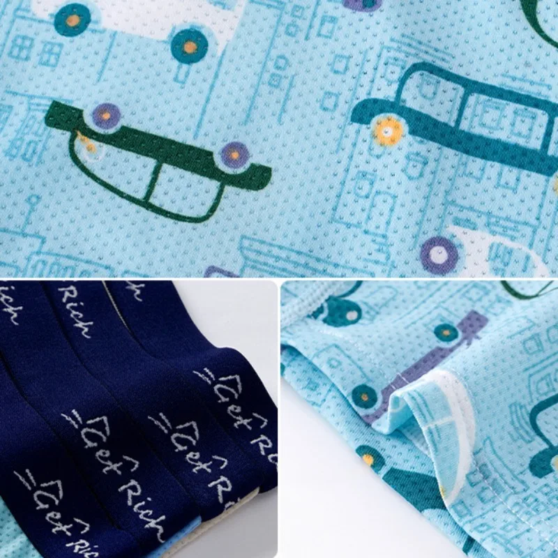 4PCS Kids Boys Thin Mesh Cool Breathable Panties Baby Cute Cartoon Print Knickers  2+y Young Child Soft Antibacterial Underwears image 2