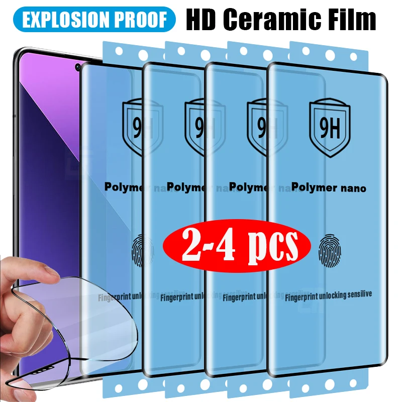 2-4 adet 3D kavisli patlamaya dayanıklı esnek yumuşak seramik Film Xiaomi Redmi için not 13 Pro artı ekran koruyucu değil cam