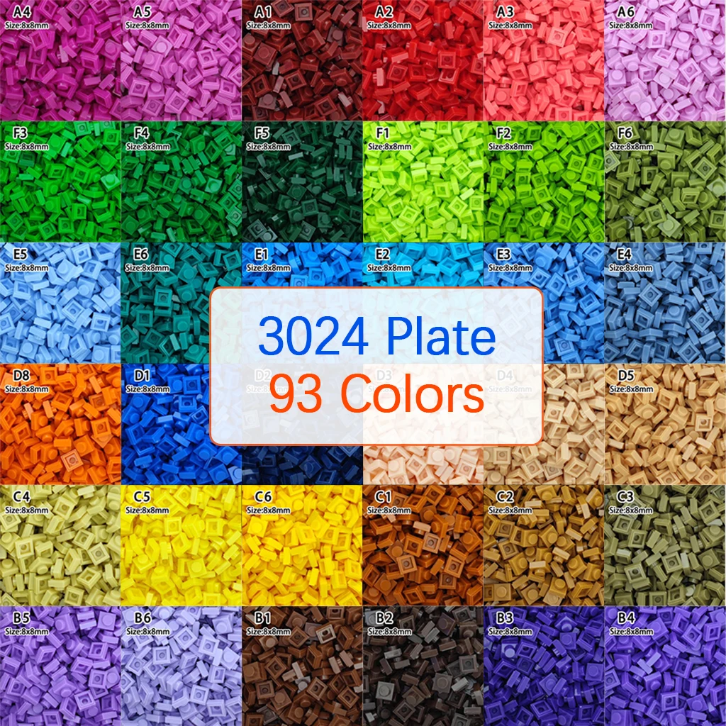 

100pcs DIY Pixel Art Building Blocks 1x1 Square Bricks Bulk MOC Parts 3024 Plate Compatible Bricks DIY Assmble Building Blocks