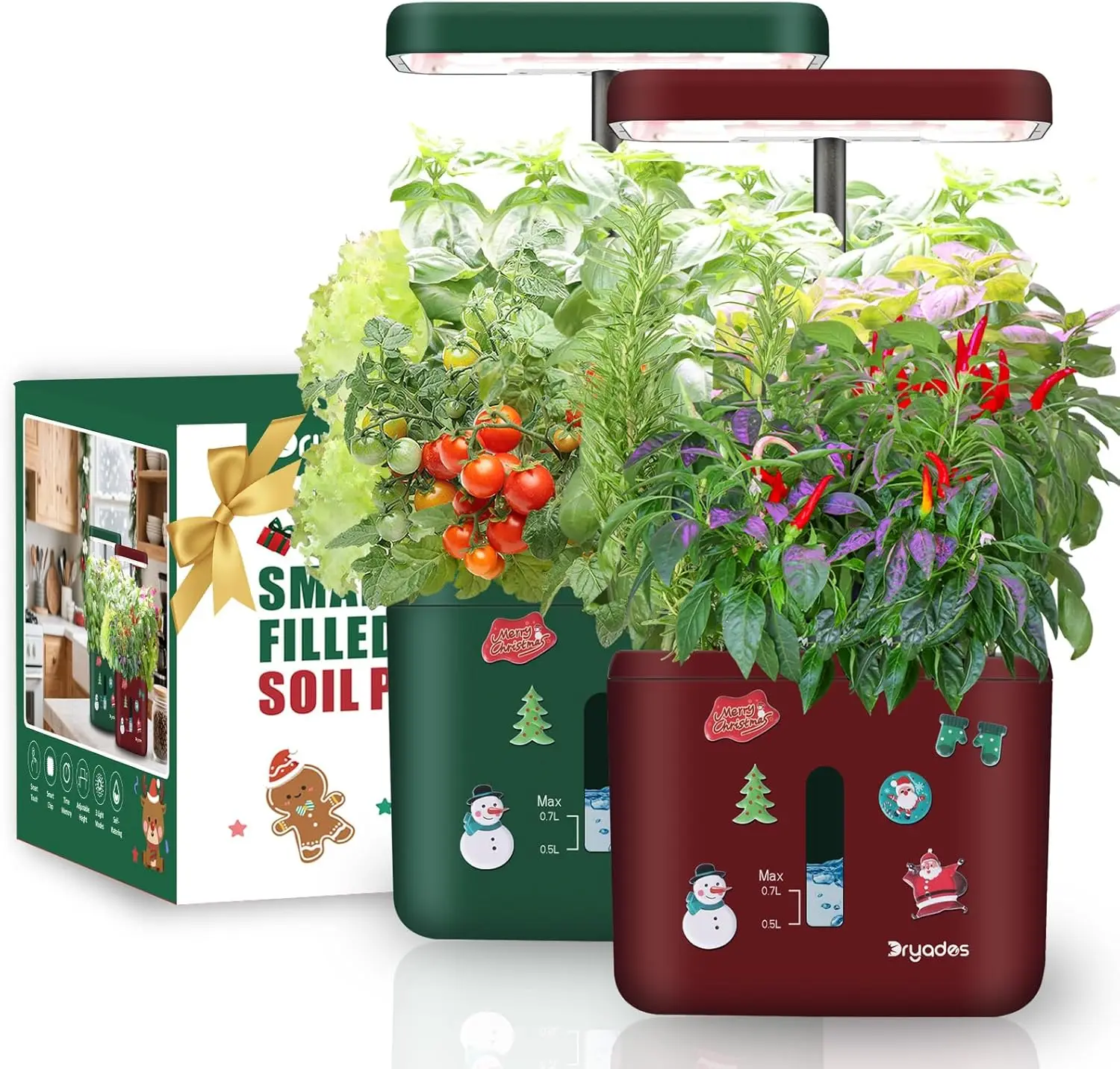 

Christmas 2-Pack Indoor Planting System Smart Soil Growing Kit with 17-W LED Grow Light Automatic Timed Watering Planters