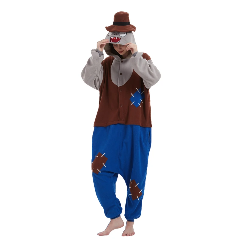 XXL Mr. Zombie Adult Unisex Kigurumi Cartoon Onesie Pajamas Animal Halloween Party Jumpsuits Hooded Pyjamas Cosplay Costumes