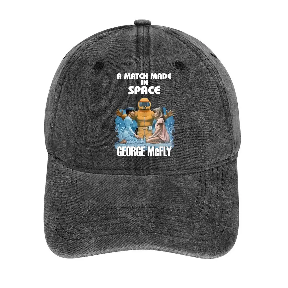 

A Match Made in Space George McFly graphic for a movie - or pop - culture - related theme Washed Baseball Cap