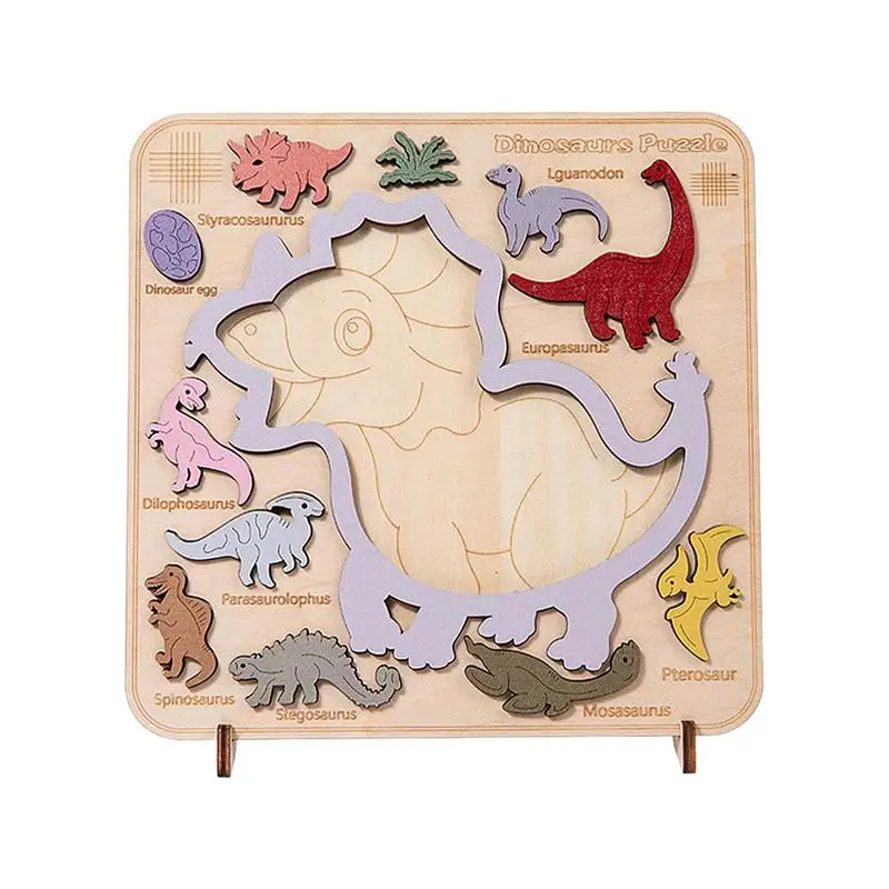 

Wooden Dinosaur Puzzles Preschool Educational Jigsaw Montessori Toys Safe Board Toys Stacking Matching Learning Toys For