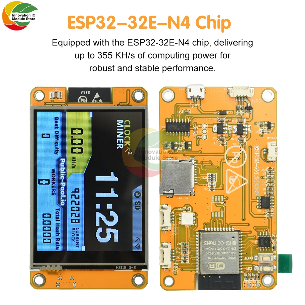 ESP32 2.8 بوصة OLED عرض مجلس التنمية Esp32-2432S028 مجلس التنمية مناسبة لمعدل التجزئة 355Kh/s عملية المصغّر USB #3